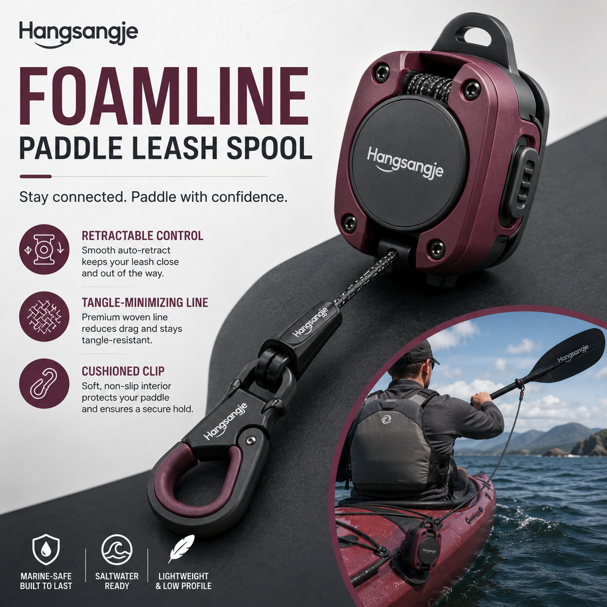 Hangsangje™ FoamLine Paddle Leash Spool