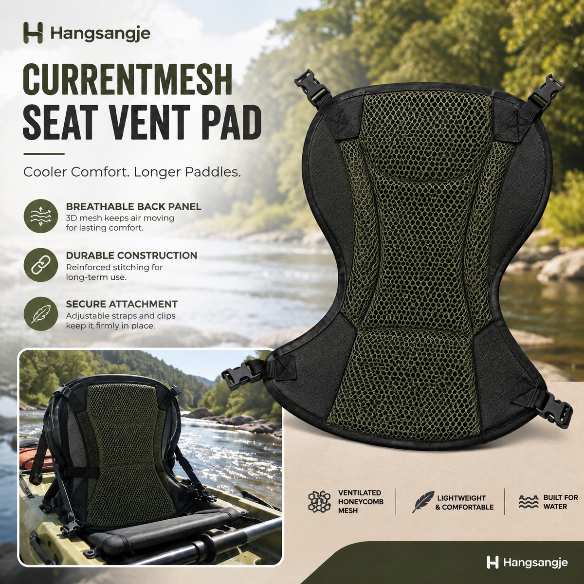 Hangsangje™ CurrentMesh Kayak Seat Vent Pad
